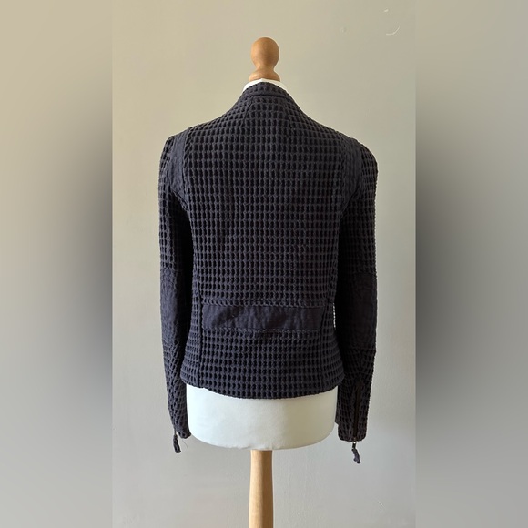 Vanessa Bruno 100% cotton waffle texture “distressed” moto jacket size 38 - Picture 4 of 9